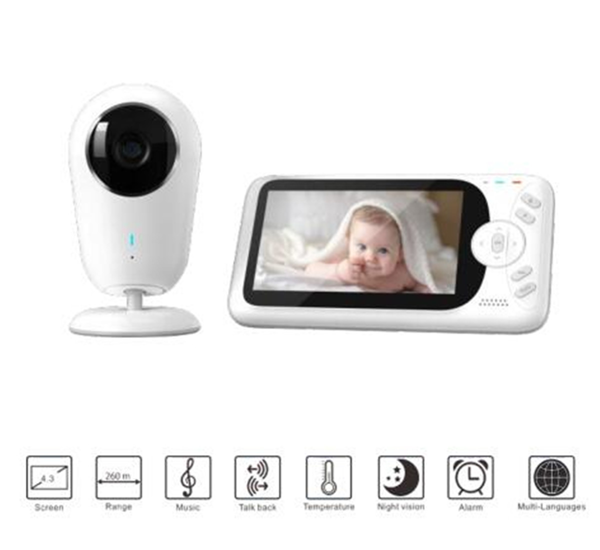 Home Security Cameras Wireless - 4.3inch 1080P Full HD Wireless Baby