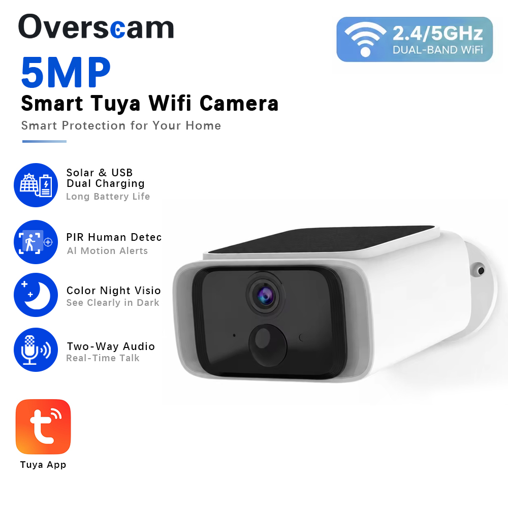 Home Security No Wifi - Tuya 5MP Solar Security Camera Wireless