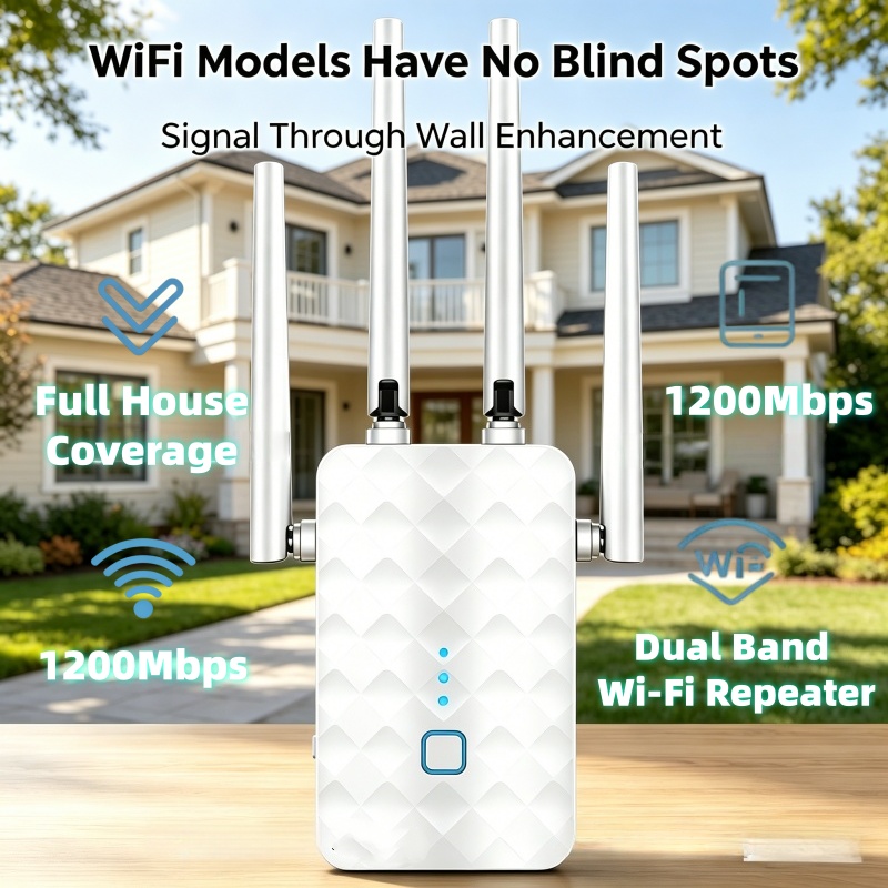 Home Security No Wifi - 1200Mbps WiFi Repeater Wireless 2.4G/5GHz Dual
