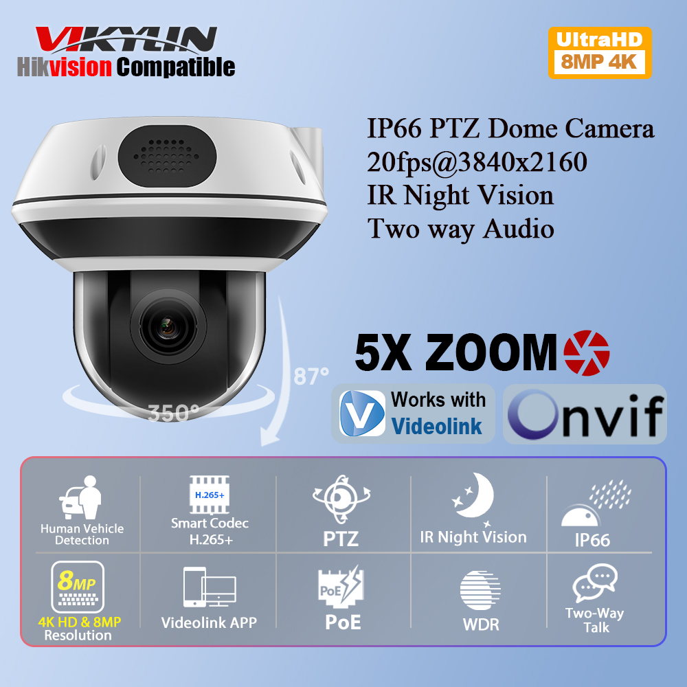 Vikylin 8MP Dome PTZ 5X Zoom I - Home Security Online recension och pris