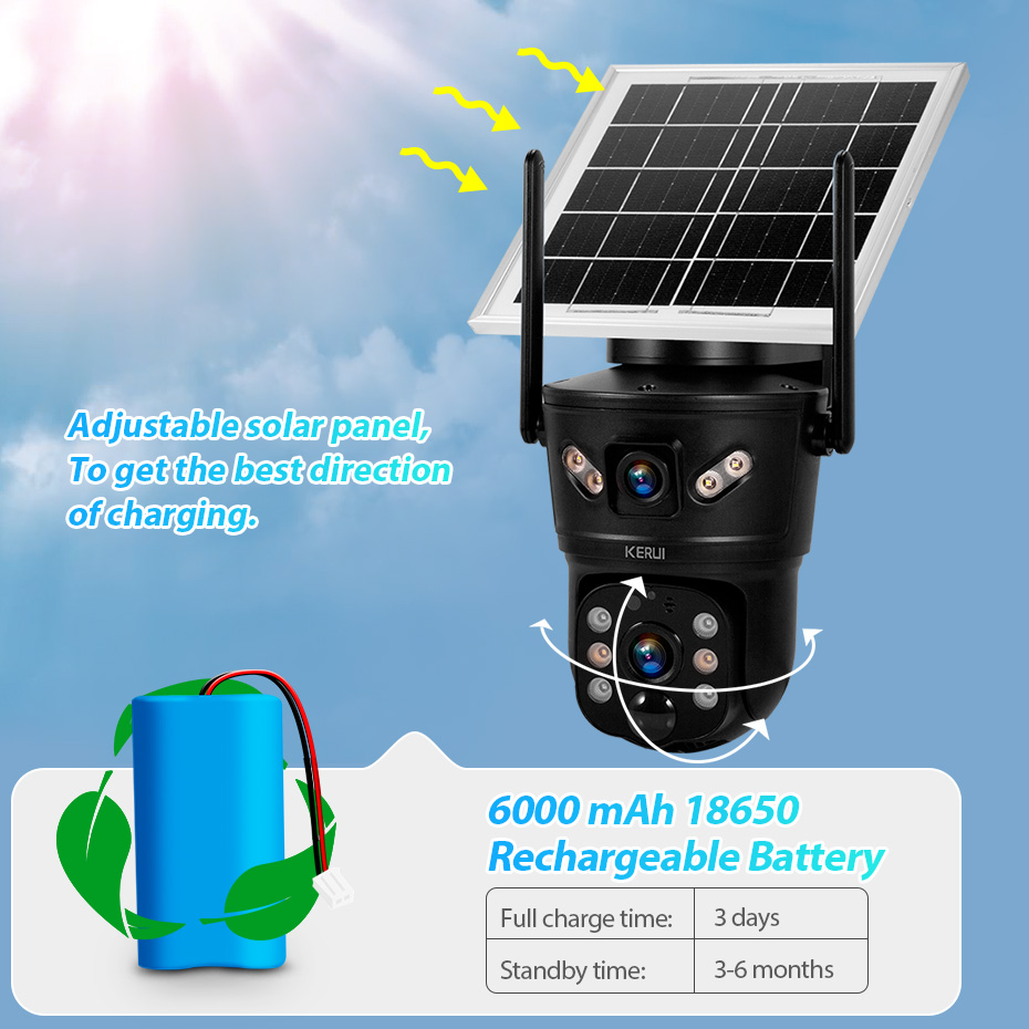 KERUI 6MP 4G SIM WiFi Solar Ca - Home Security No Wifi recension och pris