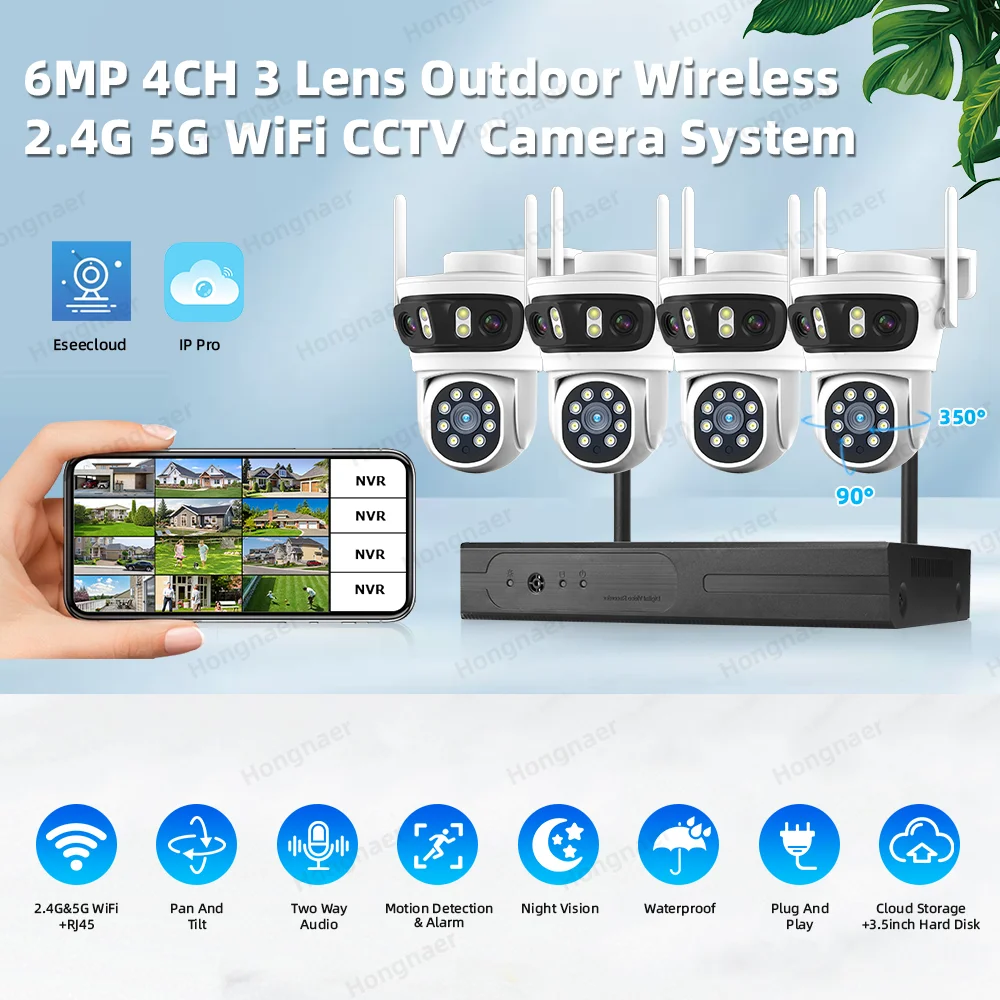 2026 Hongnaer 6MP 4CH 3 Lens 2 - Home Security Wireless recension och pris
