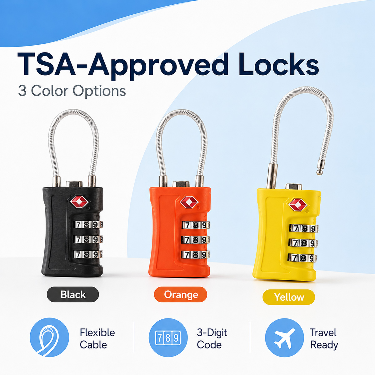TSA Approved Luggage Lock 3 Di - Home Security Adt recension och pris