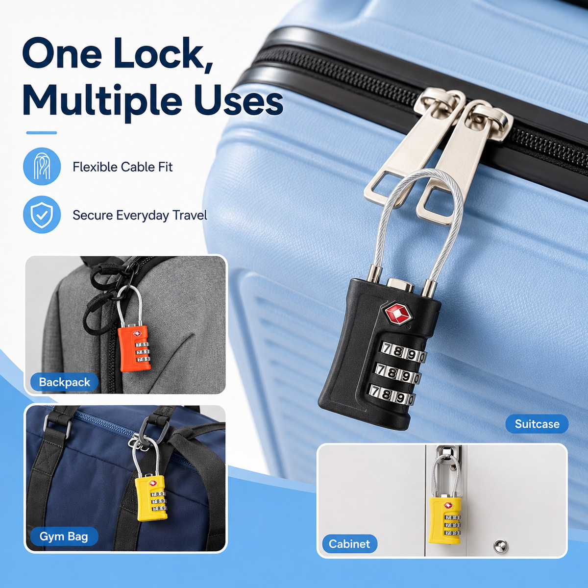 TSA Approved Luggage Lock 3 Di - Home Security Adt recension och pris
