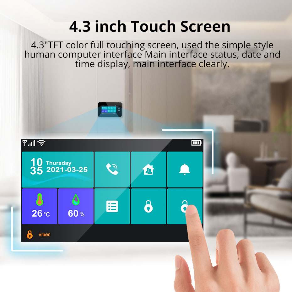 KERUI 4.3 Inch Touch Screen Ho - Home Security No Wifi recension och pris