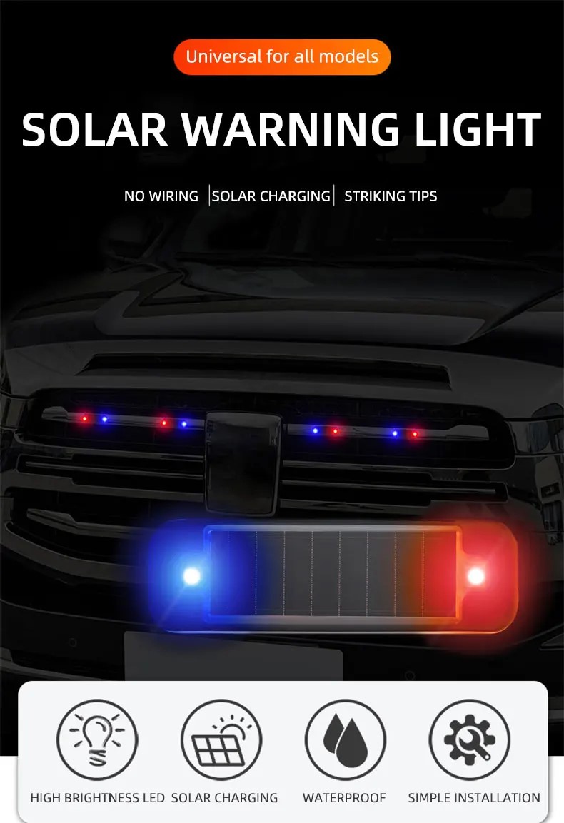 Mini LED Solar Power Car Warni - Home Security Wireless recension och pris